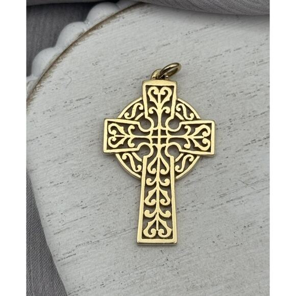 Retired James Avery 14k Yellow Gold “Adorned” Celtic Cross 7.85 Grams / 1.7 In